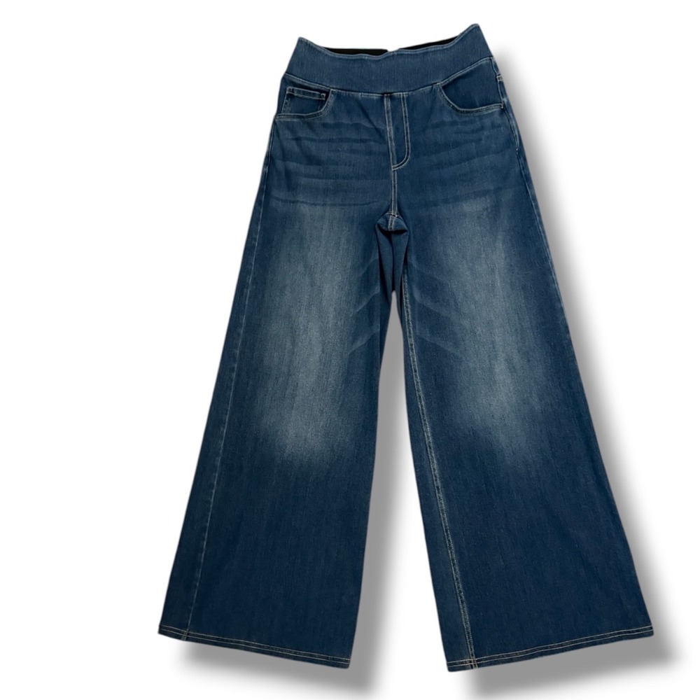 Halara Wide Leg Jeans Women Small Petite Blue Pull On High Waisted Casual Retro
